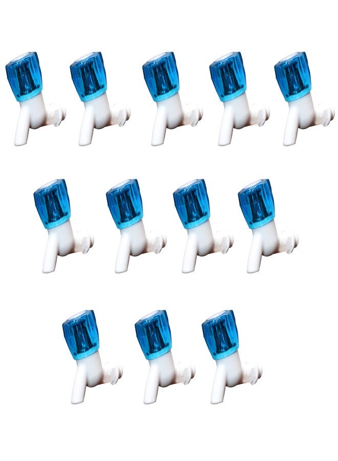 Droptech Blue Crystal PVC Plastic Bib Cock/Water Taps for Kitchen Bathroom Wash Basins - Set of 12 (1/2", 15 mm) Type PVC Taps Faucet for Hot and Cold Water - Image 1